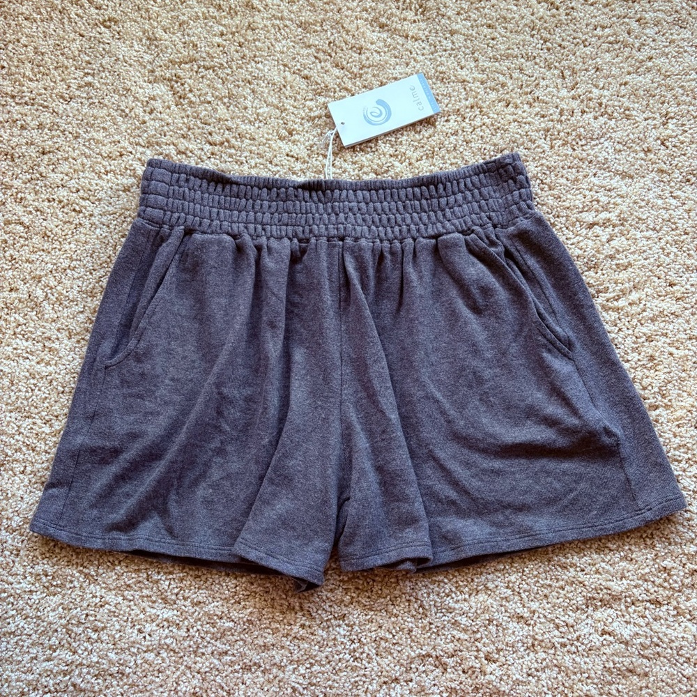 Johnny Was Calme‎ Smocked Cozy Shorts XL Gray NWT Lounge